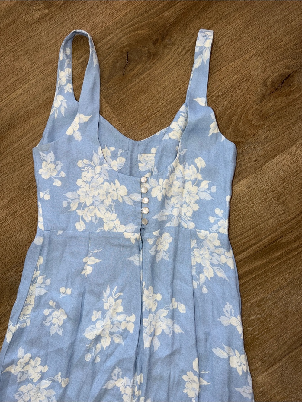 Reformation Reverie Dress Pale Blue Floral Blooms Maxi - Picture 12 of 16